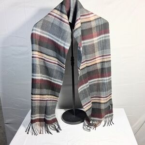 Fraas/Cashmink Buttery Soft Gray/Red/Beige Plaid Dressy 12" X 64" German Scarf